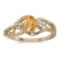 Certified 14k Yellow Gold Oval Citrine And Diamond Ring