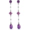 14K Solid White Gold Chandelier Earrings withDiamonds & Amethysts