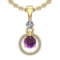 1.53 Ctw Amethyst And Diamond I2/I3 14K Yellow Gold Victorian Style Pendant