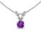 Certified 14k White Gold Round Amethyst Pendant