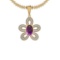 Certified 8.47 Ctw I2/I3 Amethyst And Diamond Style Prong & Bezel Set 14K Yellow Gold Pendant