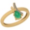 0.54 Ctw Emerald And Diamond I2/I3 14K Yellow Gold Vintage Style Ring