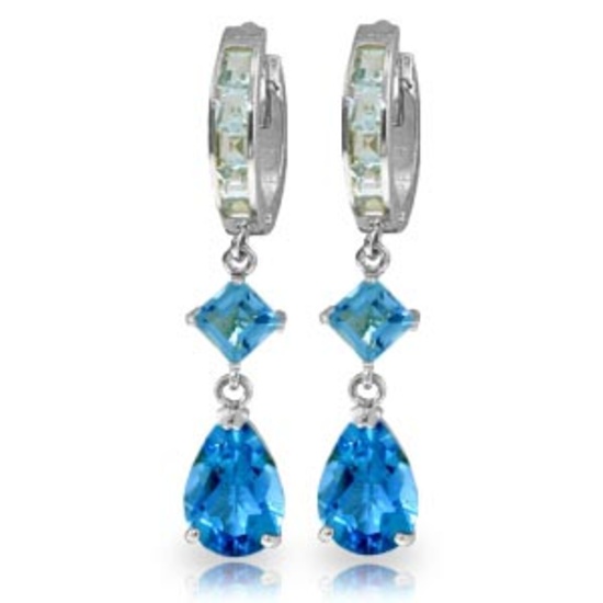 5.62 Carat 14K Solid White Gold Glint In Your Eyes Blue Topaz Earrings