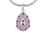1.15 Ctw VS/SI1 Pink Sapphire And Diamond 14K White Gold Pendant Necklace