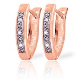 0.04 Carat 14K Solid Rose Gold Oval Huggie Earrings Diamond