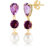 10.5 CTW 14K Solid Gold Chandelier Earrings Amethyst pearl