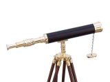 Floor Standing Brass/Leather Harbor Master Telescope 50in.