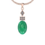 4.85 Ctw Emerald And Diamond I2/I3 14K Rose Gold Victorian Pendant