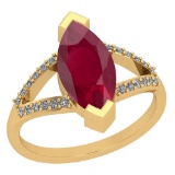 6.33 Ctw Ruby And Diamond I2/I3 14K Yellow Gold Vintage Style Ring