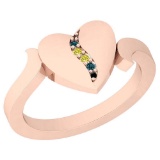 0.05 Ctw SI2/I1 Treated Fancy Black ,Yellow,Blue, Diamond 14K Rose Gold Ring