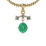 0.85 Ctw VS/SI1 Emerald And Diamond 14K Yellow Gold