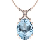27.85 Ctw I2/I3 Blue Topaz And Diamond 14K Rose Gold Necklace