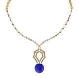 13.56 Ctw SI2/I1 Tanzanite And Diamond 14k Yellow Gold Victorian Style Necklace