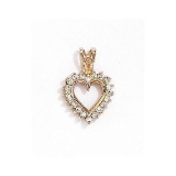 Certified 14K Yellow Gold Diamond Heart Pendant