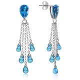 15.5 Carat 14K Solid White Gold The Chosen Path Blue Topaz Earrings