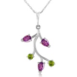 0.95 Carat 14K Solid White Gold Done It All Amethyst Peridot Necklace