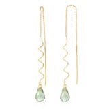 4.5 Carat 14K Solid Gold Threaded Dangle Earrings Green Amethyst