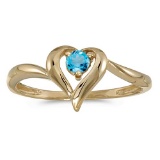 Certified 10k Yellow Gold Round Blue Topaz Heart Ring