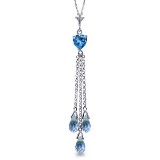 4.75 CTW 14K Solid White Gold The Wanderer Blue Topaz Necklace