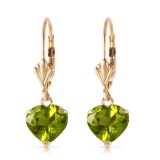 3.25 CTW 14K Solid Gold Leverback Earrings Natural Peridot