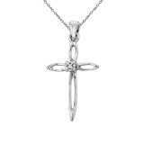 Certified 14K White Gold Diamond Cross Pendant