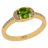 0.68 Ctw I2/I3 Peridot And Diamond 10K Yellow Gold Promises Ring