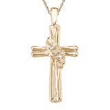 Certified 14K Yellow Gold Diamond Fashion Cross Pendant