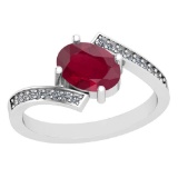 1.35 Ctw Ruby And Diamond SI2/I1 14K White Gold Vintage Style Ring