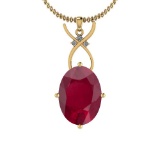 4.06 Ctw Ruby And Diamond SI2/I1 14K Yellow Gold Pendant