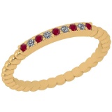 0.10 Ctw SI2/I1 Ruby And Diamond 14K Yellow Gold Band Ring