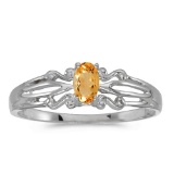 Certified 14k White Gold Oval Citrine Ring