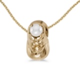 Certified 10k Yellow Gold Pearl Baby Bootie Pendant