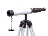 Standing Antique Copper with White Leather Harbor Master Telescope 30in.