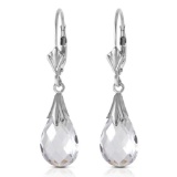 6 Carat 14K Solid White Gold Revisions White Topaz Earrings