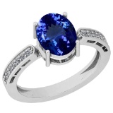 Certified 4.07 Ctw VS/SI1 Tanzanite And Diamond 14K White Gold Vintage Style Ring