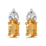 Certified 14k Yellow Gold Oval Citrine Earrings