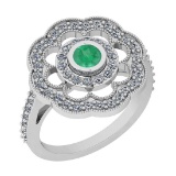 1.09 Ctw VS/SI1 Emerald And Diamond 14K White Gold Engagement Halo Ring