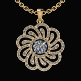 1.14 Ctw I2/I3 Diamond 10K Yellow Gold Vintage Style Pendant