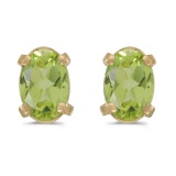 Certified 14k Yellow Gold Oval Peridot Earrings