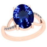 4.20 Ctw VS/SI1 Tanzanite And Diamond Platinum 14K Rose Gold Plated Vintage Style Ring