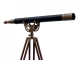Floor Standing Antique Brass Leather Anchormaster Telescope 65in.