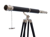 Floor Standing Chrome/Leather Galileo Telescope 65in.