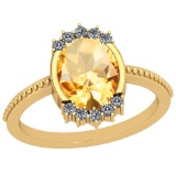 2.64 Ctw Citrine And Diamond I2/I3 10K Yellow Gold Vintage Style Ring