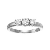 Certified 14k White Gold 0.50 Ct Three Stone Diamond Ring