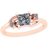 0.57 Ctw SI2/I1 Diamond Platinum 14K Rose Gold Plated Ring