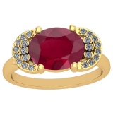 2.85 Ctw VS/SI1 Ruby And Diamond 14K Yellow Gold Vintage Style Ring