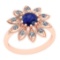 0.74 Ctw I2/I3 Blue Sapphire And Diamond 14K Rose Gold Vintage Style Ring
