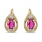 Certified 14k Yellow Gold Oval Pink Topaz And Diamond Earrings 0.88 CTW
