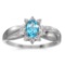 Certified 10k White Gold Oval Blue Topaz And Diamond Ring