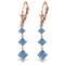 4.79 CTW 14K Solid Rose Gold Square Blue Topaz Drop Earrings